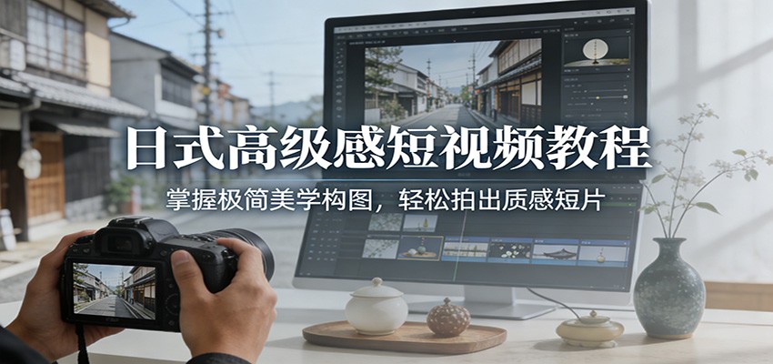 日式高级感短视频教程：掌握极简美学构图，轻松拍出质感短片|网坠金库
