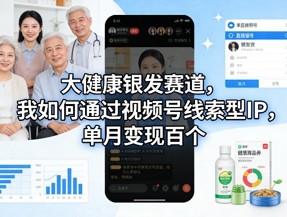 大健康银发赛道，我如何通过视频号线索型IP，单月变现百个|网坠金库