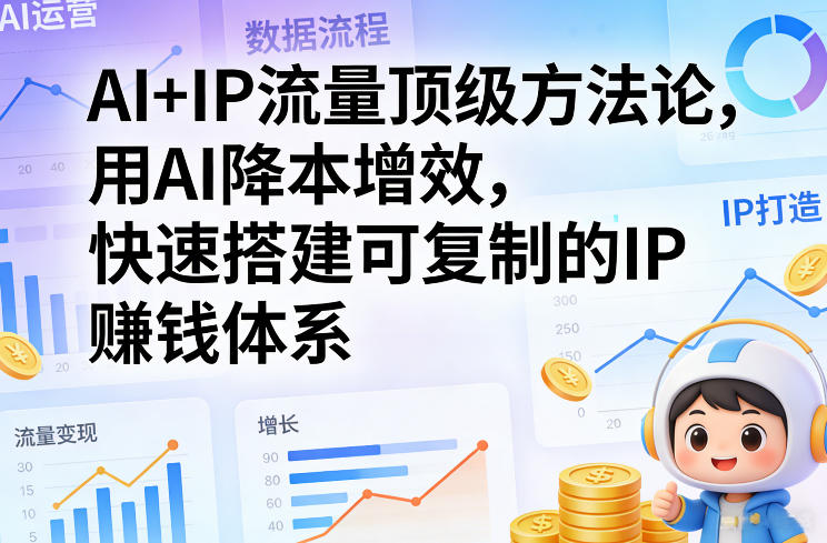 AI+IP流量顶级方法论，用AI降本增效，快速搭建可复制的IP賺钱体系|网坠金库