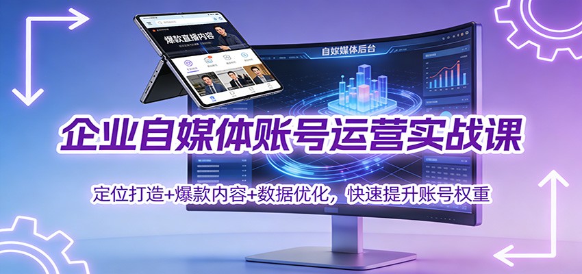 企业自媒体账号运营实战课：定位打造+ 爆款内容+数据优化，快速提升账号权重|网坠金库