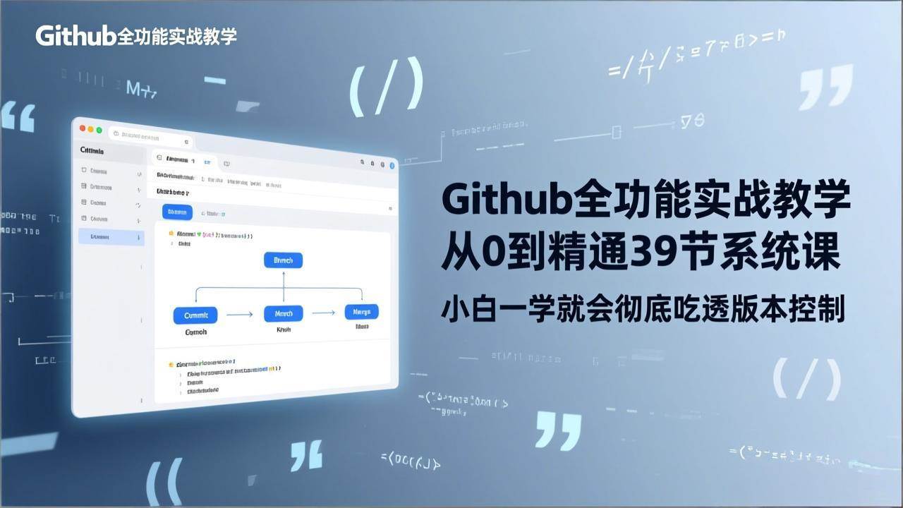 （17501期）GitHub-全功能实战教学，从0到精通39节系统课，小白一学就会彻底吃透版本控制|网坠金库