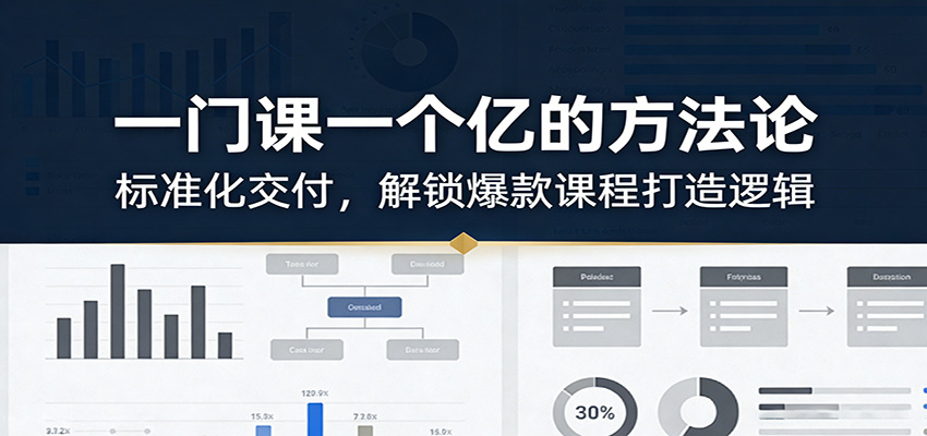 一门课一个亿的方法论：标准化交付，解锁爆款课程打造逻辑|网坠金库