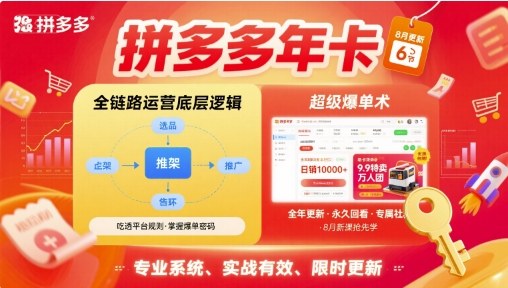 拼多多年卡，拼多多全链路运营底层逻辑，超级爆单术【更新26年3月29日】|网坠金库