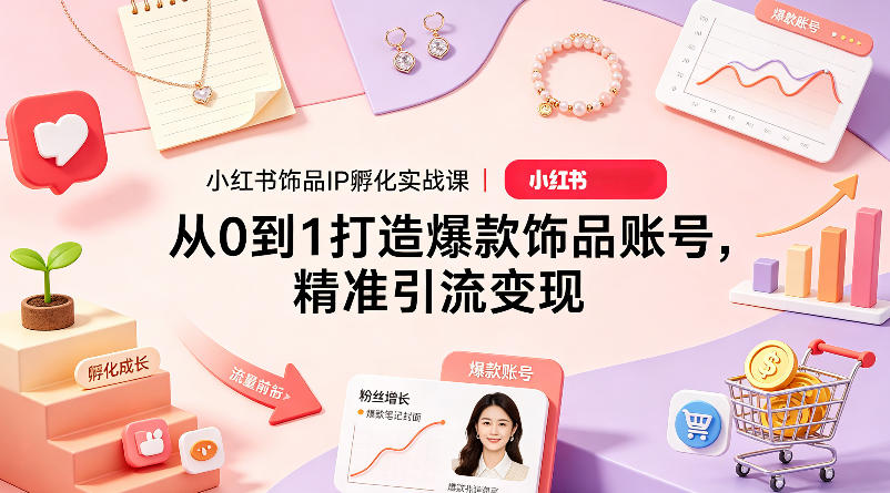 小红书饰品IP孵化实战课｜从0到1打造爆款饰品账号，精准引流变现|网坠金库
