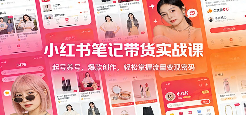 小红书笔记带货实战课：起号养号，爆款创作，轻松掌握流量变现密码|网坠金库