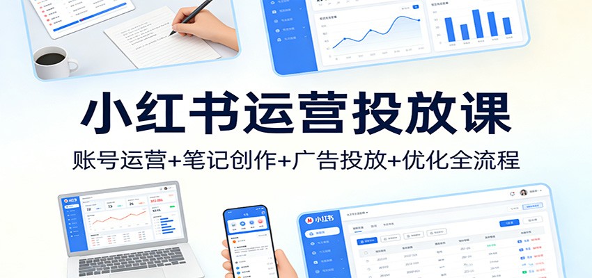 小红书运营投放课：账号运营+笔记创作+广告投放+优化全流程|网坠金库