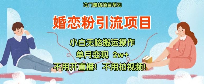 小红书婚恋粉引流，不用开直播，不用拍视频，不用做交付【揭秘】 - 网赚金库|网赚金库