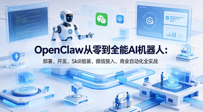 OpenClaw从零到全能AI机器人：部署、开发、Skill组装、微信接入、商业自动化全实战|网坠金库
