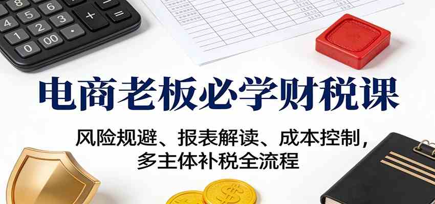 电商老板必学财税课：风险规避、报表解读、成本控制，多主体补税全流程|网坠金库