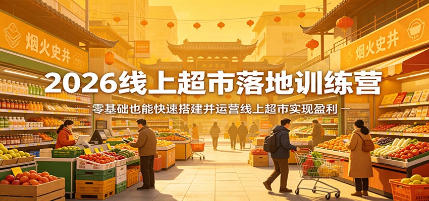 2026线上超市落地训练营，零基础也能快速搭建并运营线上超市实现盈利|网坠金库