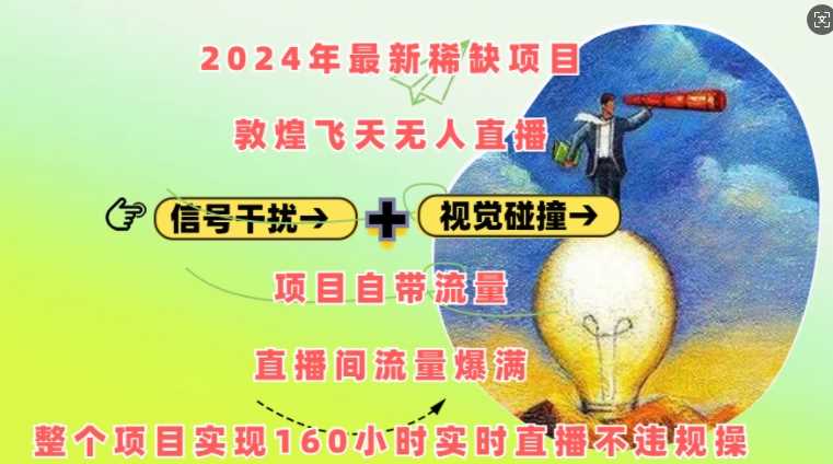 2024年最新稀缺项目敦煌飞天无人直播，项目自带流量，流量爆满，实现160小时实时直播不违规操 - 网赚金库|网赚金库