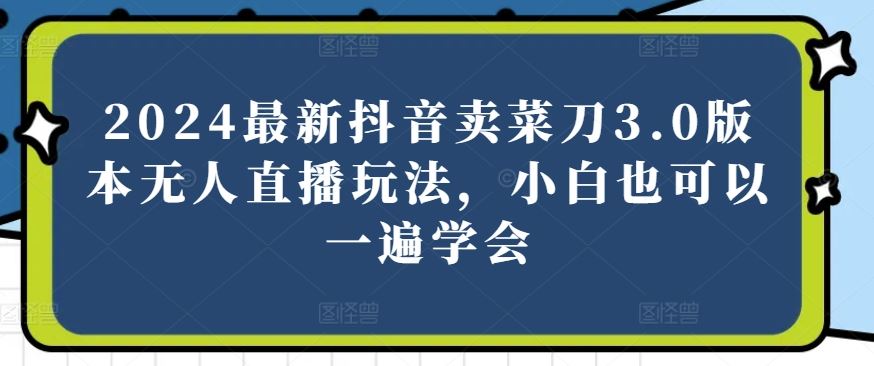 2024最新抖音卖菜刀3.0版本无人直播玩法，小白也可以一遍学会【揭秘】 - 网赚金库|网赚金库