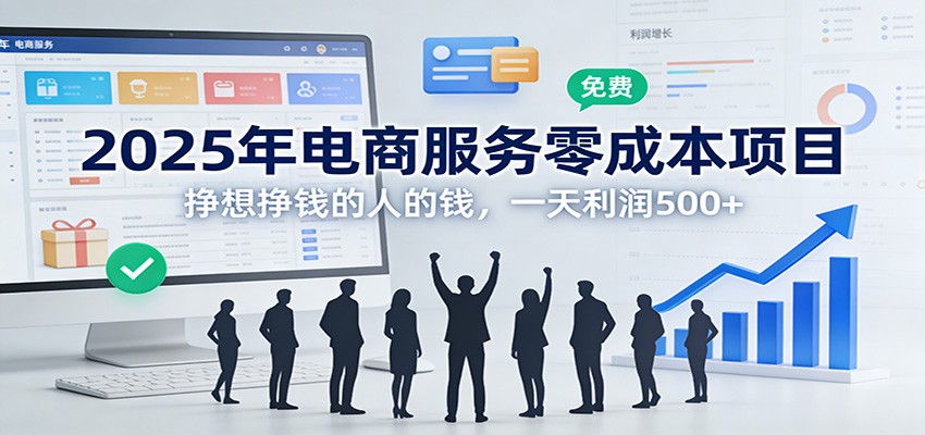 2025年电商服务零成本项目，挣想挣钱的人的钱，一天利润500+|网坠金库
