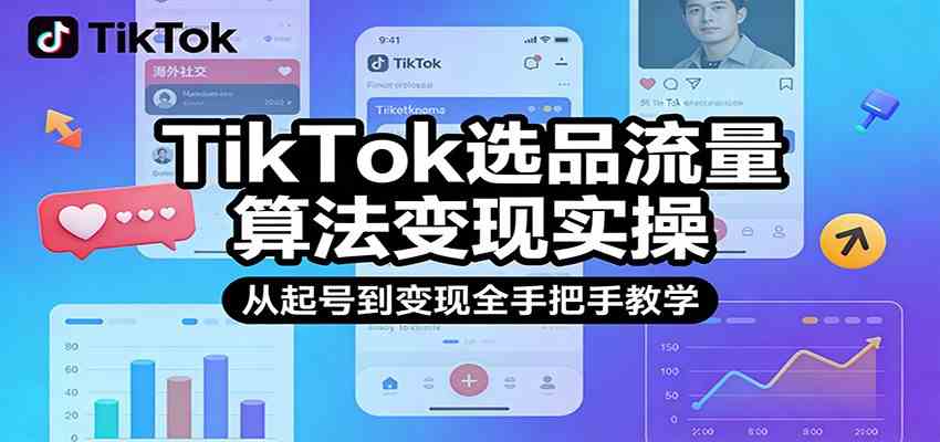 TikTok选品流量算法变现实操，从起号到变现全手把手教学|网坠金库