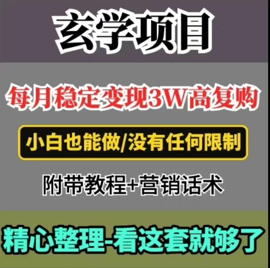 每月稳定变现3W+，高复购玄学项目，小白也能做 - 网赚金库|网赚金库