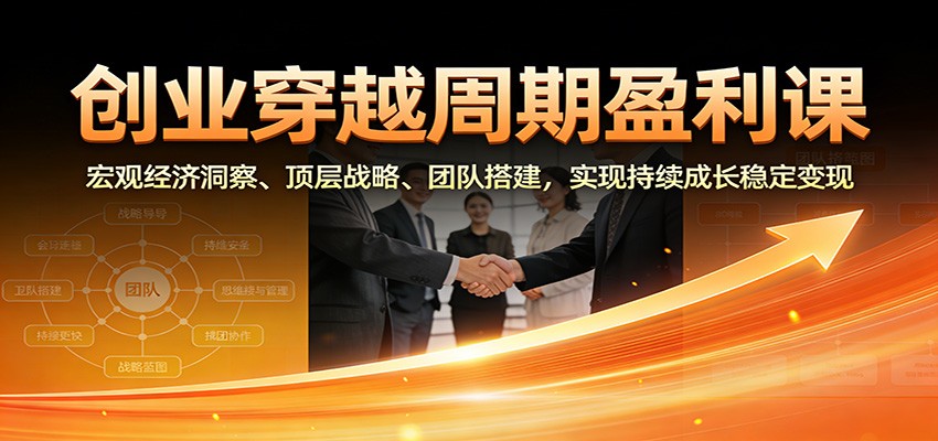 创业穿越周期盈利课：宏观经济洞察、顶层战略、团队搭建，实现持续成长稳定变现|网坠金库