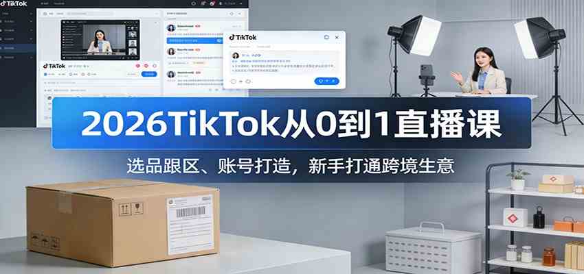 2026TikTok从0到1直播课：选品跟区、账号打造，新手打通跨境生意|网坠金库
