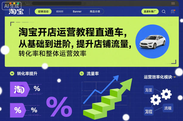 淘宝开店运营教程直通车，从基础到进阶，提升店铺流量，转化率和整体运营效率（更新26年3月24日）|网坠金库