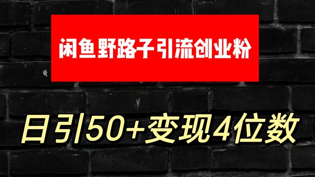 大眼闲鱼野路子引流创业粉，日引50+单日变现四位数 - 网赚金库|网赚金库