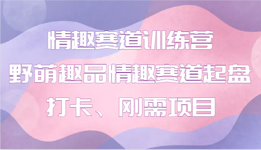 情趣赛道训练营 野萌趣品情趣赛道起盘打卡、刚需项目 - 网赚金库|网赚金库