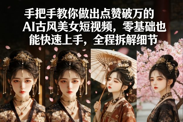 手把手教你做出点赞破万的AI古风美女短视频，零基础也能快速上手，全程拆解细节|网坠金库