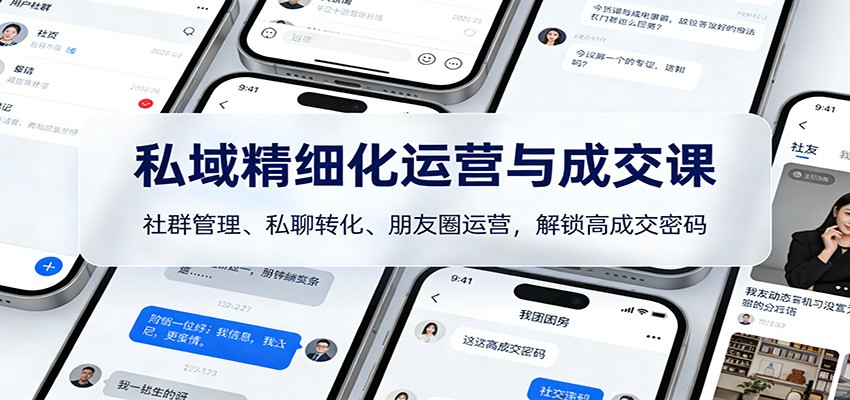 私域精细化运营与成交课：社群管理、私聊转化、朋友圈运营，解锁高成交密码|网坠金库