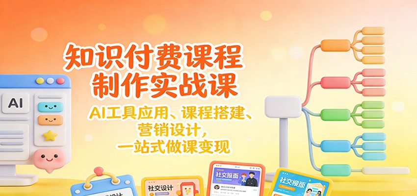 知识付费课程制作实战课：AI工具应用 、课程搭建、营销设计，一站式做课变现|网坠金库