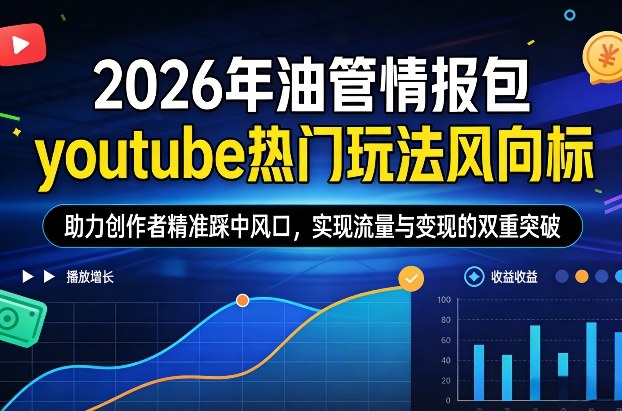 2026年油管情报包，youtube热门玩法风向标，助力创作者精准踩中风口，实现流量与变现的双重突破（更新）|网坠金库