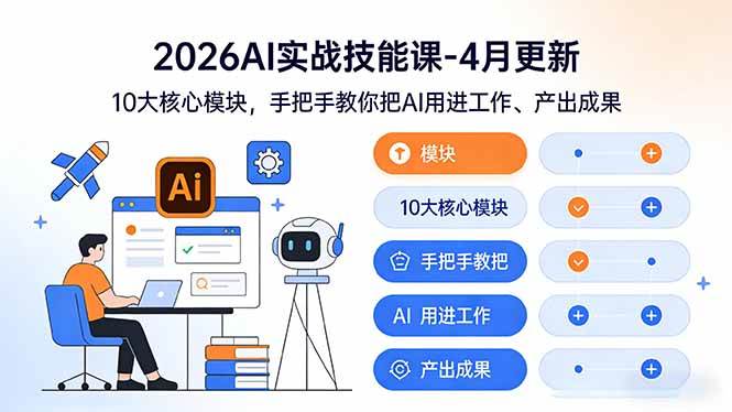 （17941期）2026AI实战技能课-4月更新：10大核心模块，手把手教你把AI用进工作、产出成果|网坠金库