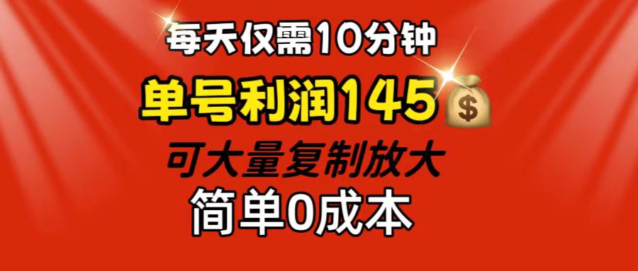 （12027期）每天仅需10分钟，单号利润145 可复制放大 简单0成本 - 网赚金库|网赚金库