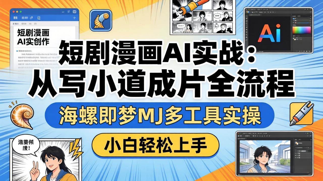 （17945期）短剧漫画AI实战：从写小说到成片全流程，海螺即梦MJ多工具实操，小白轻松上手|网坠金库