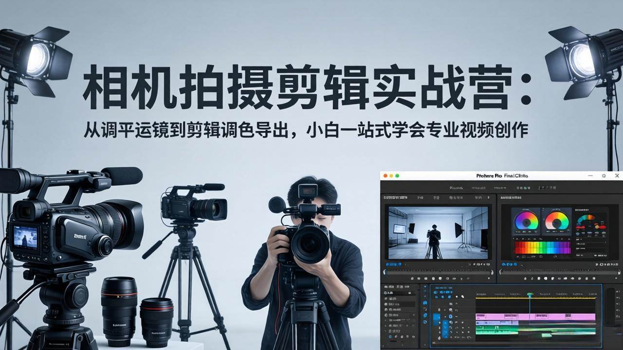 （18002期）相机拍摄剪辑实战营：从调平运镜到剪辑调色导出，小白一站式学会专业视频创作|网坠金库