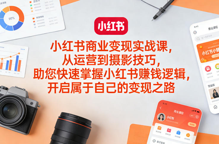 小红书商业变现实战课，从运营到摄影技巧，助您快速掌握小红书賺钱逻辑，开启属于自己的变现之路|网坠金库