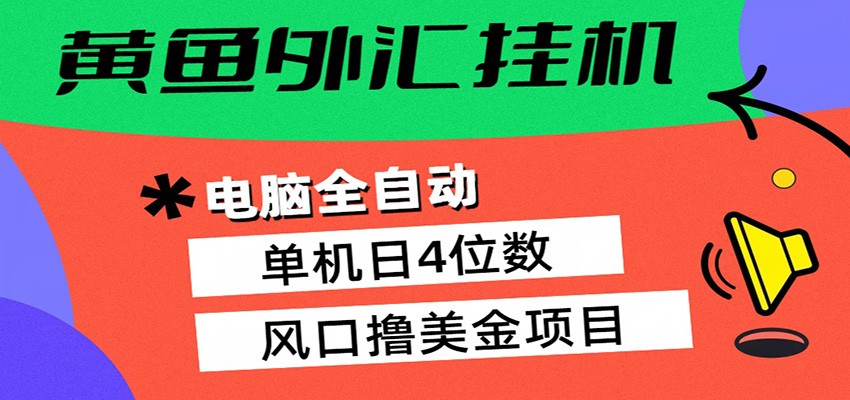 黄鱼外汇挂机：全自动赚美金、自动交易、风口项目|网坠金库