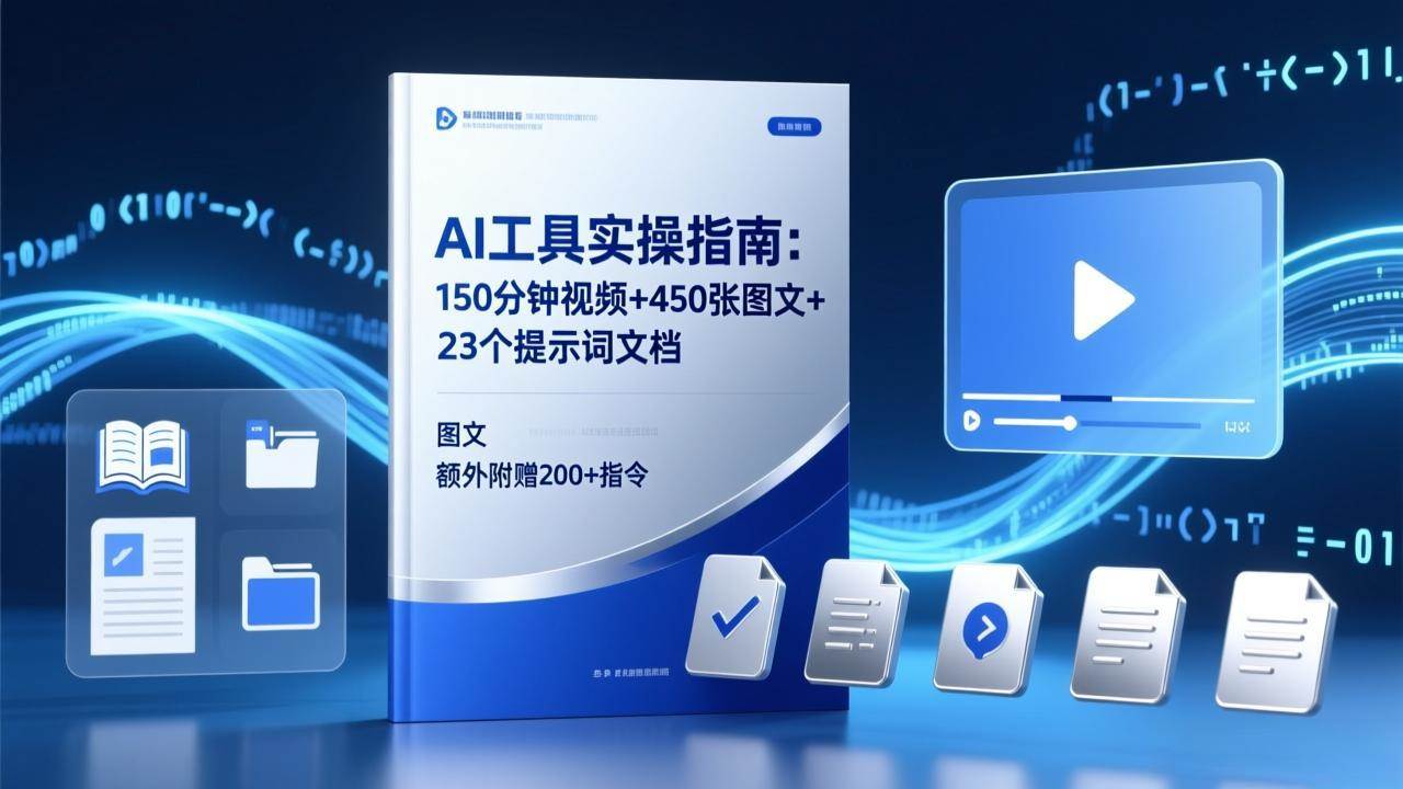 （17504期）AI工具实操指南：150分钟视频+450张图文+23个提示词文档，额外附赠200+指令|网坠金库
