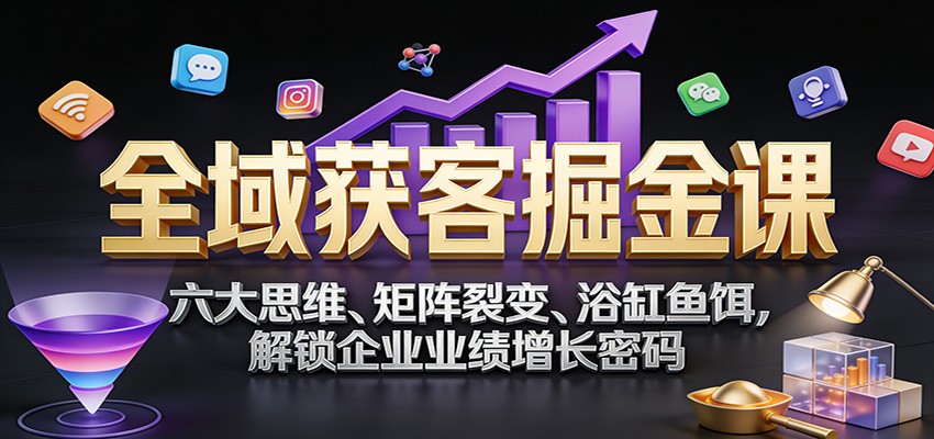 全域获客掘金课：六大思维、矩阵裂变、浴缸鱼饵，解锁企业业绩增长密码|网坠金库