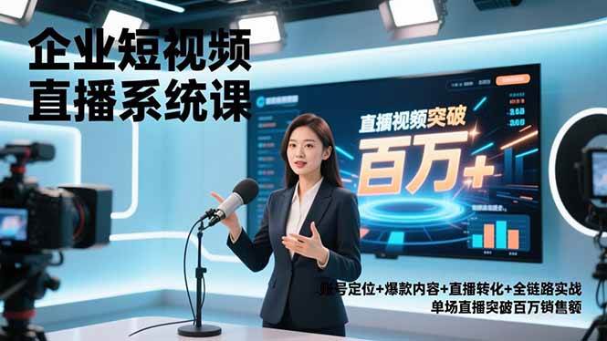 （16878期）企业短视频直播系统课，账号定位+爆款内容+直播转化+全链路实战，单场直播突破百万销售额|网坠金库