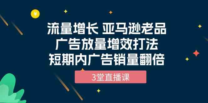 （10112期）流量增长 亚马逊老品广告放量增效打法，短期内广告销量翻倍（3堂直播课） - 网赚金库|网赚金库