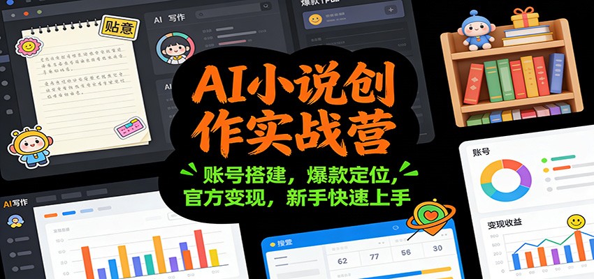 AI小说创作实战营：账号搭建，爆款定位，官方变现，新手快速上手|网坠金库
