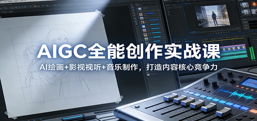 AIGC全能创作实战课：AI绘画+影视视听+音乐制作，打造内容核心竞争力|网坠金库