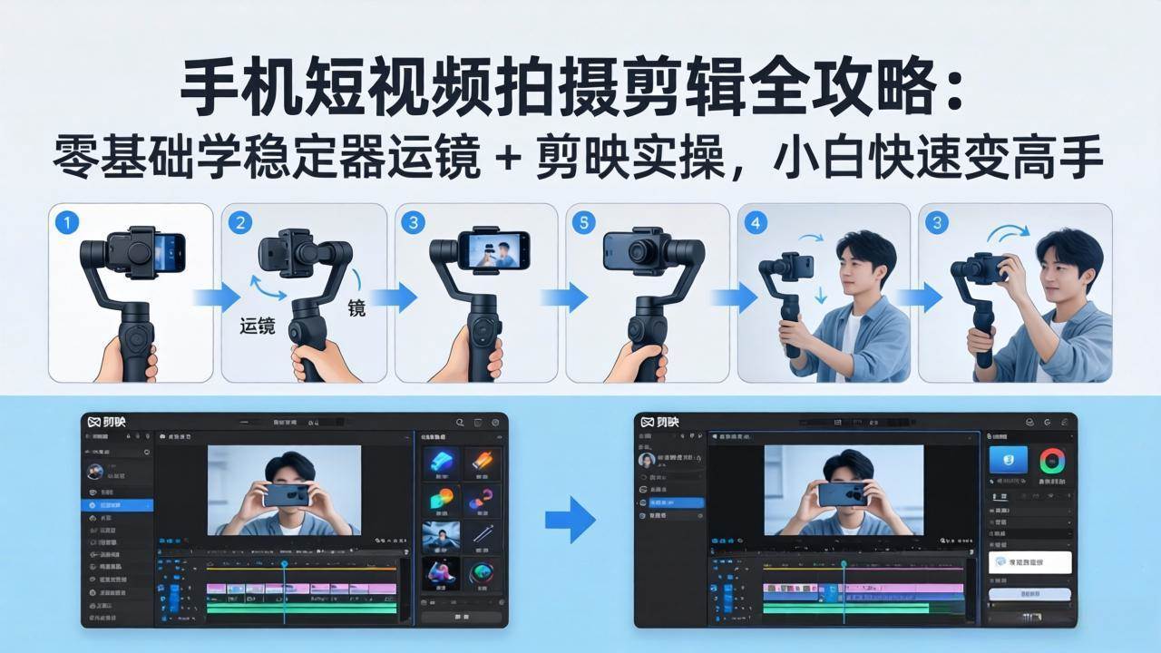 （18003期）手机短视频拍摄剪辑全攻略：零基础学稳定器运镜 + 剪映实操，小白快速变高手|网坠金库