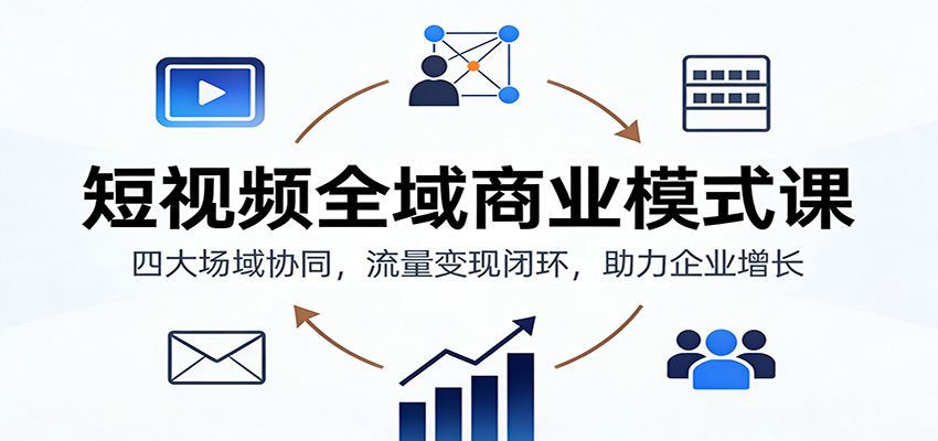 短视频全域商业模式课：四大场域协同，流量变现闭环，助力企业增长|网坠金库