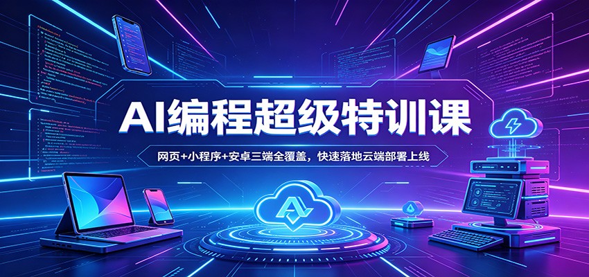 AI编程超级特训课：网页+小程序+安卓三端全覆盖，快速落地云端部署上线|网坠金库