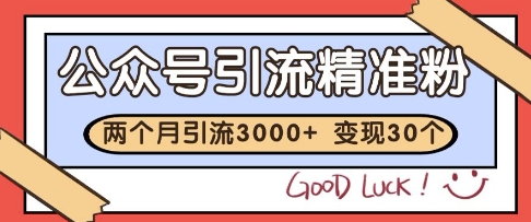 公众号精准粉引流玩法，2个月3000+精准粉，变现30个W【揭秘】 - 网赚金库|网赚金库