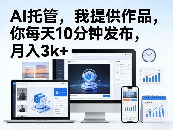 公众号AI托管，我提供作品，你每天10分钟发布，月入3k+【揭秘】|网坠金库