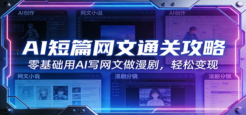AI短篇网文通关攻略：零基础用AI写网文做漫剧，轻松变现|网坠金库