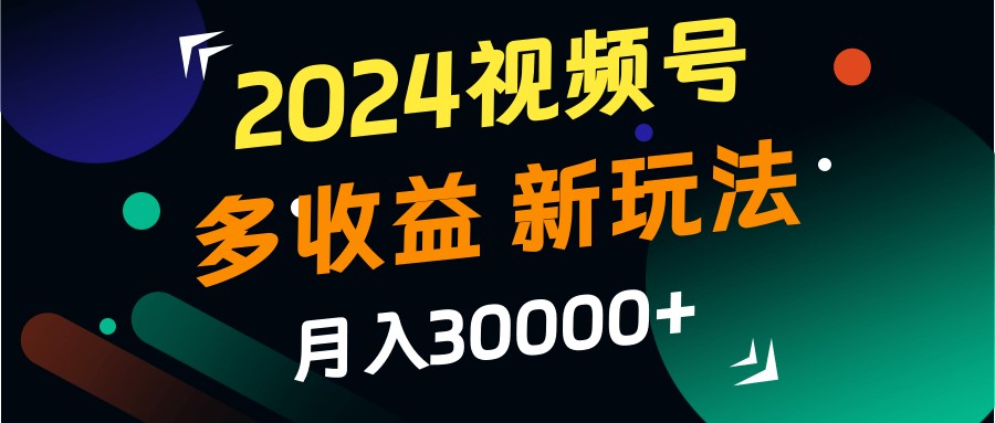 2024视频号多收益的新玩法，月入3w+，新手小白都能简单上手！ - 网赚金库|网赚金库