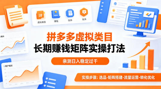 做拼多多虚拟类目想长期賺钱？这套矩阵实操打法，亲测日入稳定过千【揭秘】|网坠金库
