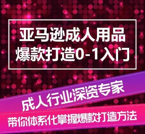 亚马逊成人用品爆款打造0-1入门，系统化讲解亚马逊成人用品爆款打造的流程 - 网赚金库|网赚金库