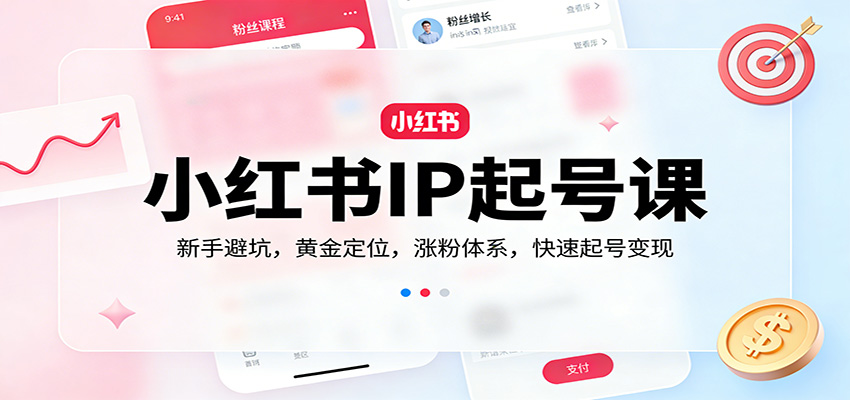 小红书IP起号课：新手避坑，黄金定位，涨粉体系，快速起号变现|网坠金库